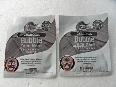 2 New Charcoal Bubble Face Mask With Collagen Infused Retinol Hyaluronic Acid 
