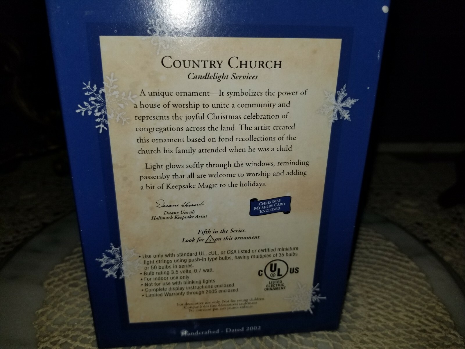 Hallmark Keepsake Ornament Country Church Magic Collector's Series 2002