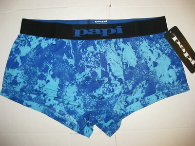 MEN'S PAPI BRAZILIAN TRUNK BOXER BRIEF BLUE DESIGNS SIZE  L 36-38 NWT