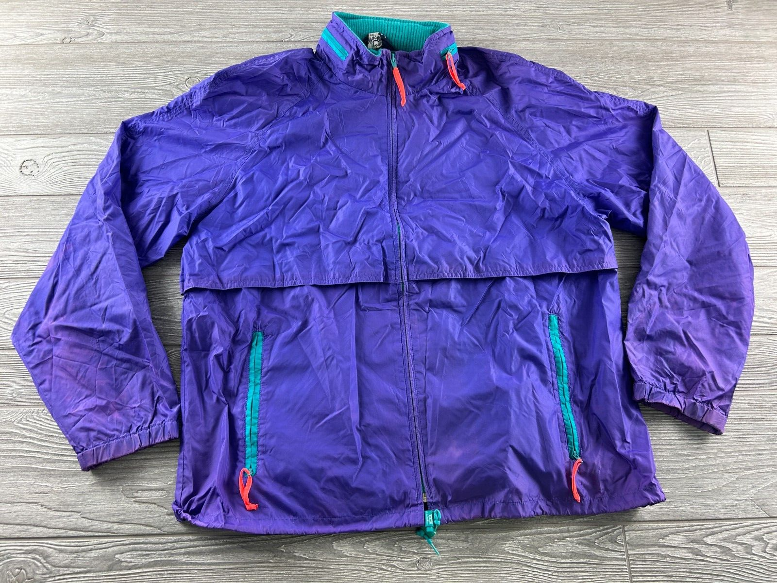 Vintage Woolrich Women's Jacket Windbreaker Purple Hooded