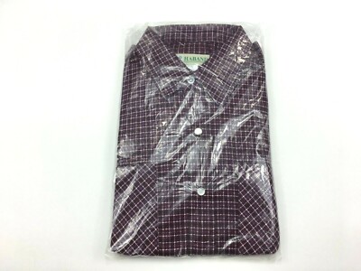 Haband Long Sleeve Shirt Men Medium Dark Red Multicolor 14D Vintage Pearl Snap