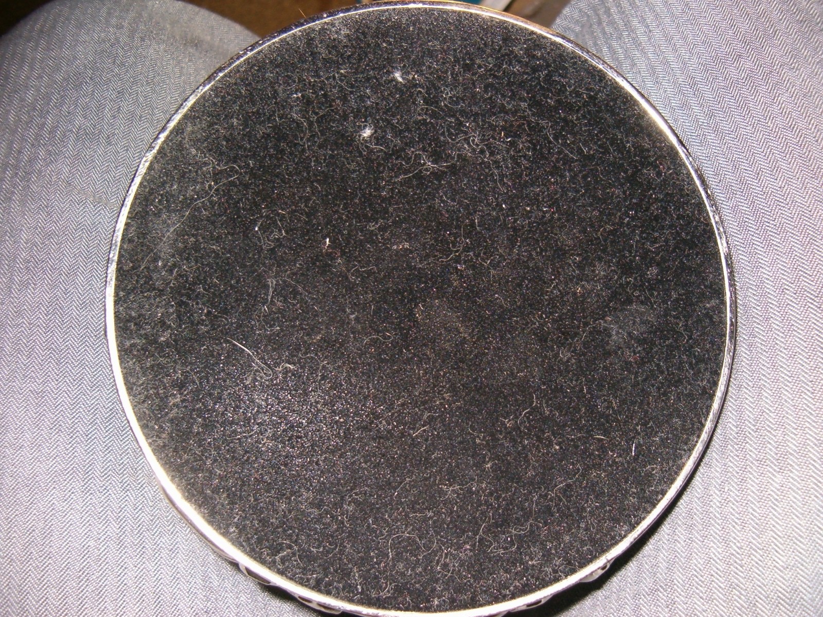 Christmas Candle Holder Silvertone Reindeer Buck Thick Metal Finish 5 3/4W x 4