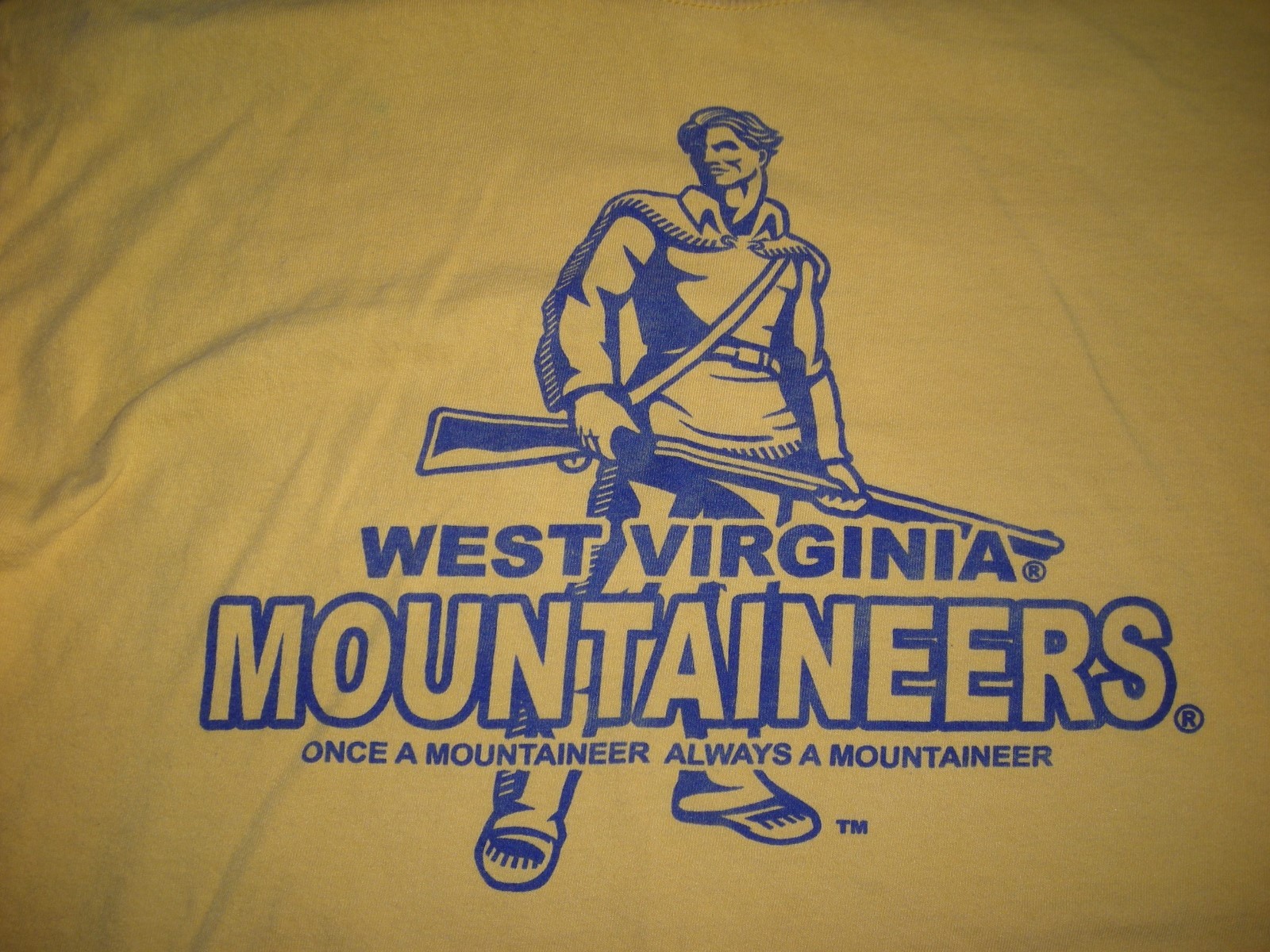 NCAA, West Virginia Mountaineers, vintage team logo tee, old mascot, adult XL, v