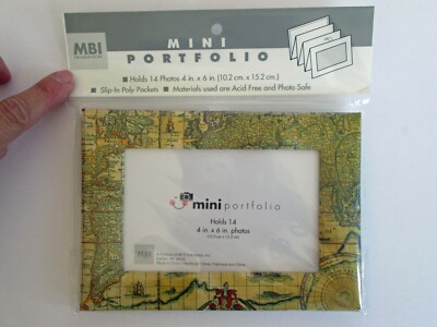 New MBI World Map Travel (Holds 14 4x6 Photos) Mini Portfolio Accordion Album