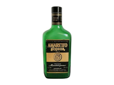 Vintage Amaretto Sophia Glass Bottle Alcohol Empty Decanter Bar Display Decor