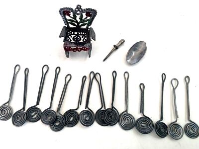 Kitchen Dollhouse Miniature Decor Lot Vintage Metal Tiny Chair Handmade Spatulas