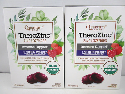 TheraZinc Zinc Lozenges, Immune Support, ELDERBERRY RASPBERRY, 25ct Each, 2 PACK