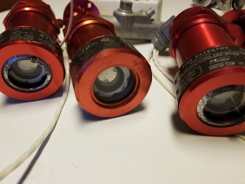 LOT OF FOUR RED DETTRONICS UV FIRE DETECTORS TYPE 7050