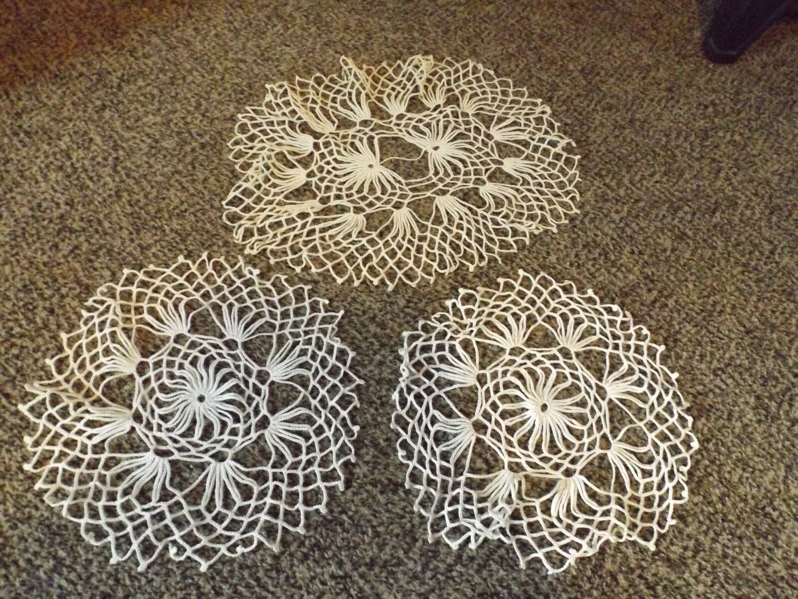 Vtg Lot of 3 Crochet Doily Crocheted Doilies