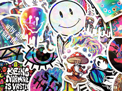 10-100 Cool Holographic & Reflective Sticker Pack Rainbow Light Lot For Laptops