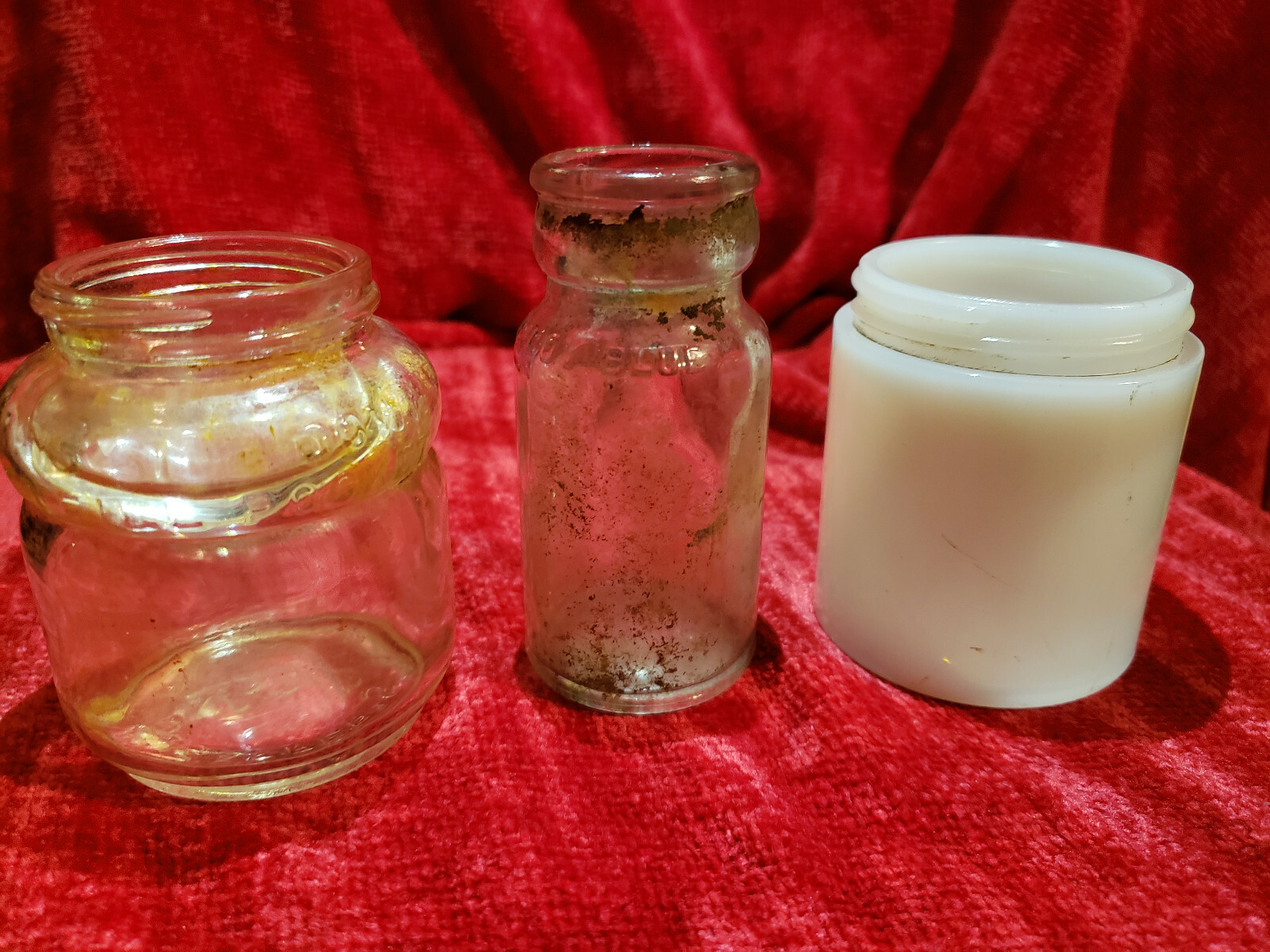 Vintage Antique White Milk Glass Bottle, Little Boy Blue Bottle, Sheaffer Ink Bo