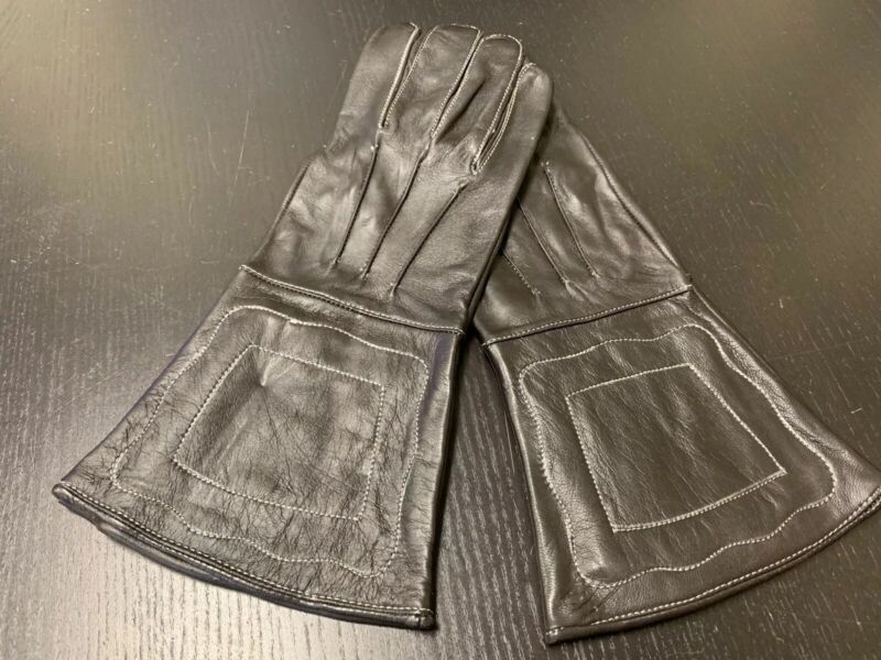 NEW BLACK Leather Gauntlet Gloves - Size Large - A+ Civil War, Steampunk