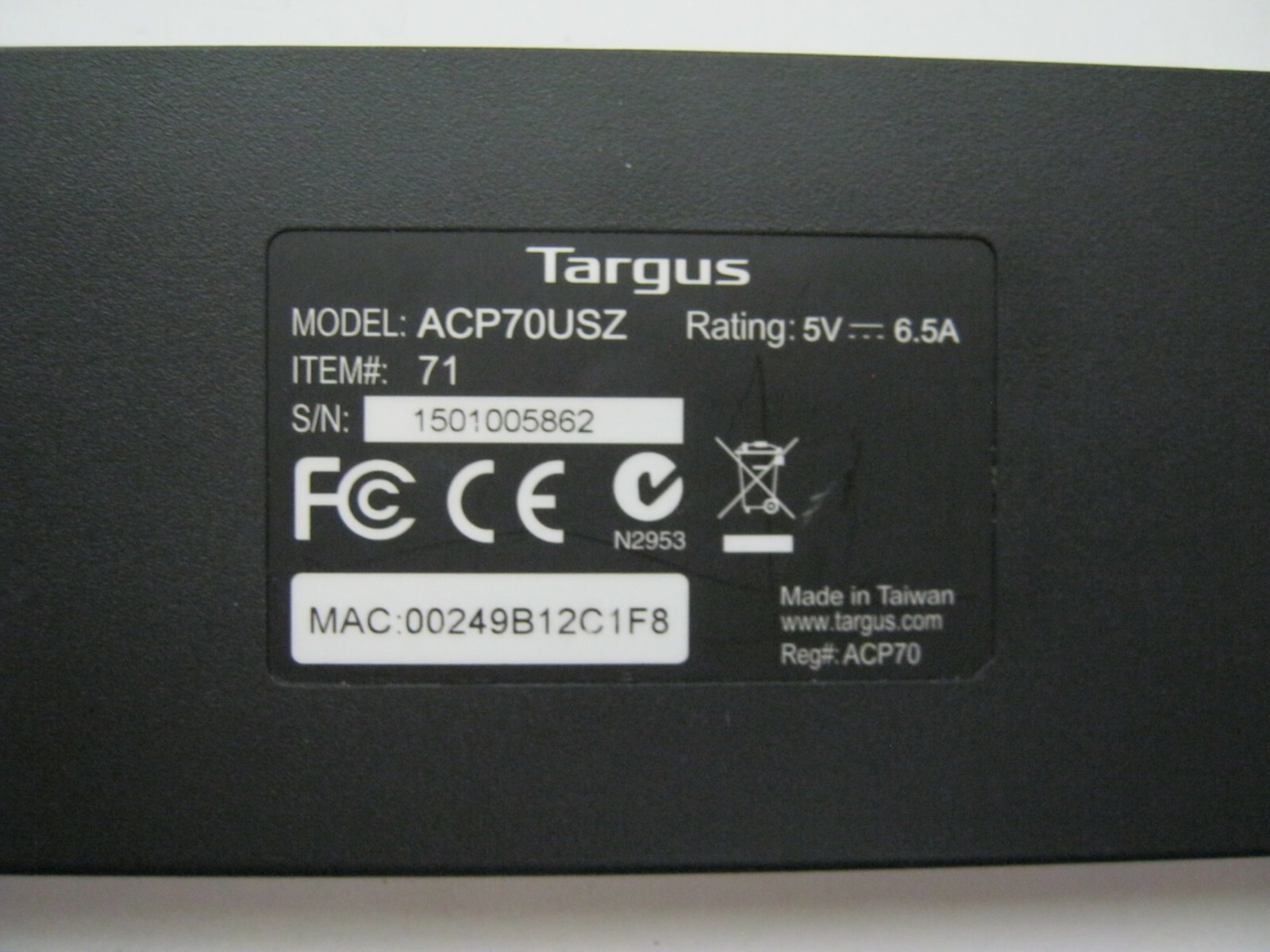 Targus ACP70USZ Superspeed Universal USB 3.0 Dual Video Docking Station