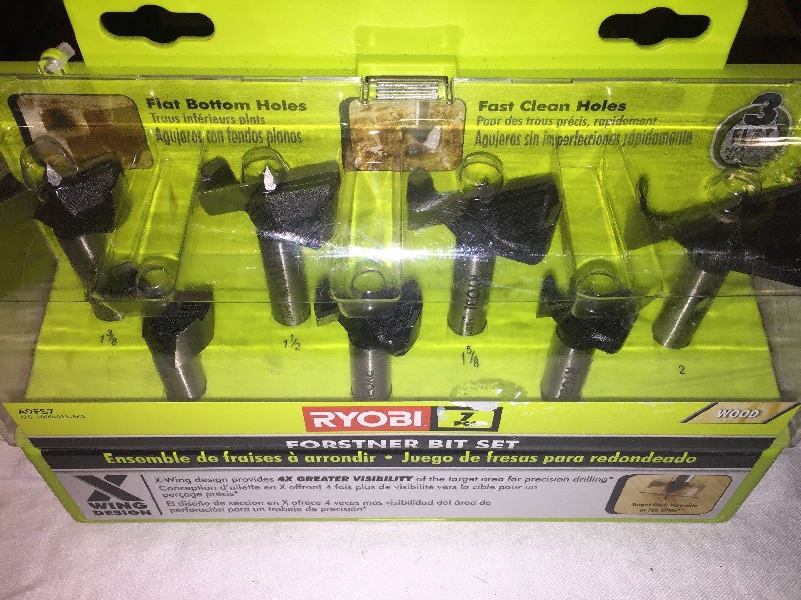 Ryobi 7pc Forstner Bit Set A9FS7 & Ryobi 5pc Straight Router Bit Set A25RS51