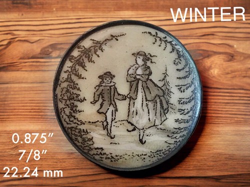 Lot of 4 Vintage Victorian Button - The Four Seasons - Spring Summer Fall Winter