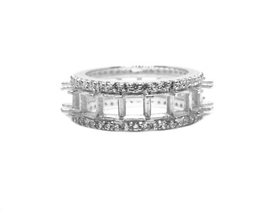 4 mm Square Eternity Ring Blanks Semi Mount Eternity Engagement Ring with Accent