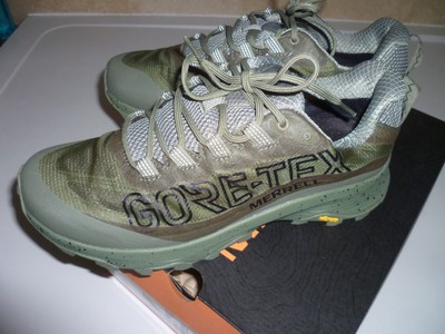 Merrell Moab Speed GTX 1TRL Gore-Tex Vibram Trainers Lichen Khaki Sneakers UK 10
