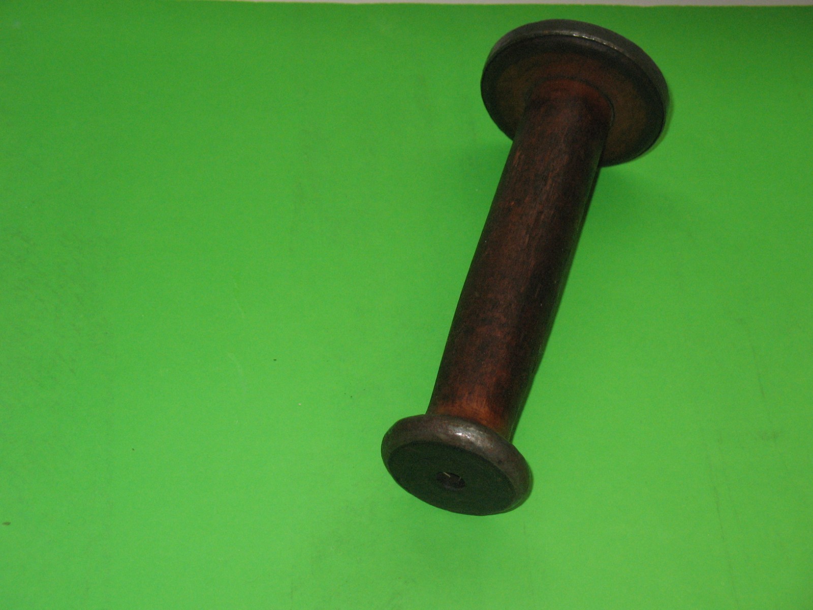 Tapered Vintage Weaving Spool 8 in x 2-1/4 x 3-1/4 Wood W/Steel Protectors