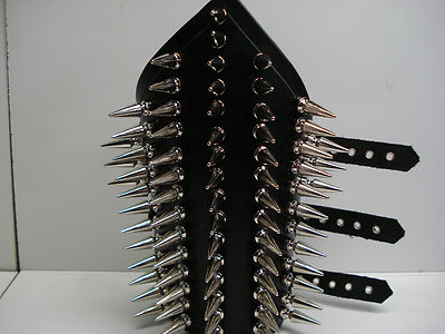 LEATHER  SPIKED ARMBAND.BLACK METAL...(MDLA0070).....URGEHAL