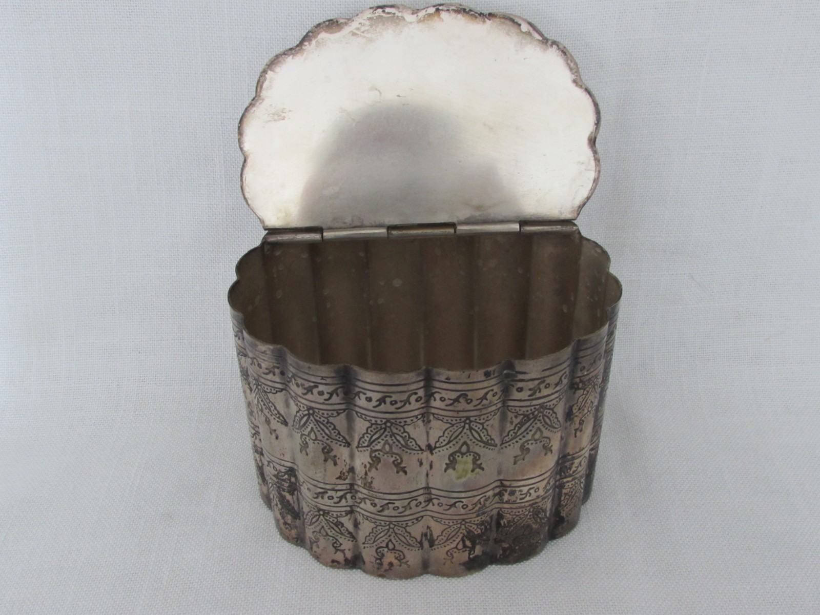 Antique Silver Plate Unmarked Tea Caddy