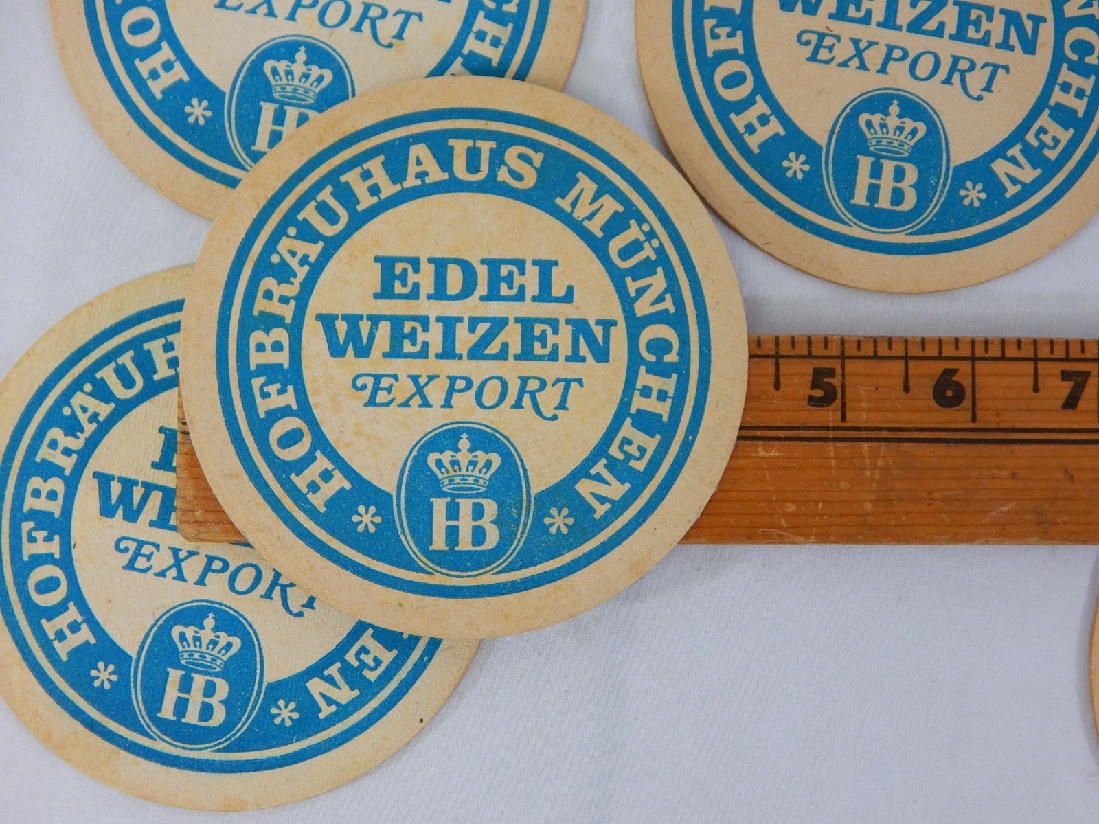 6 Vtg Beer Coasters Hofrauhaus Munchen Germany Edel Weizen Export ML