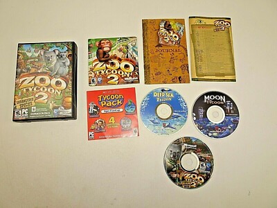 Zoo Tycoon 2 + Endangered Species +Deep Sea +Moon Tycoon PC CD-Rom Lot 4