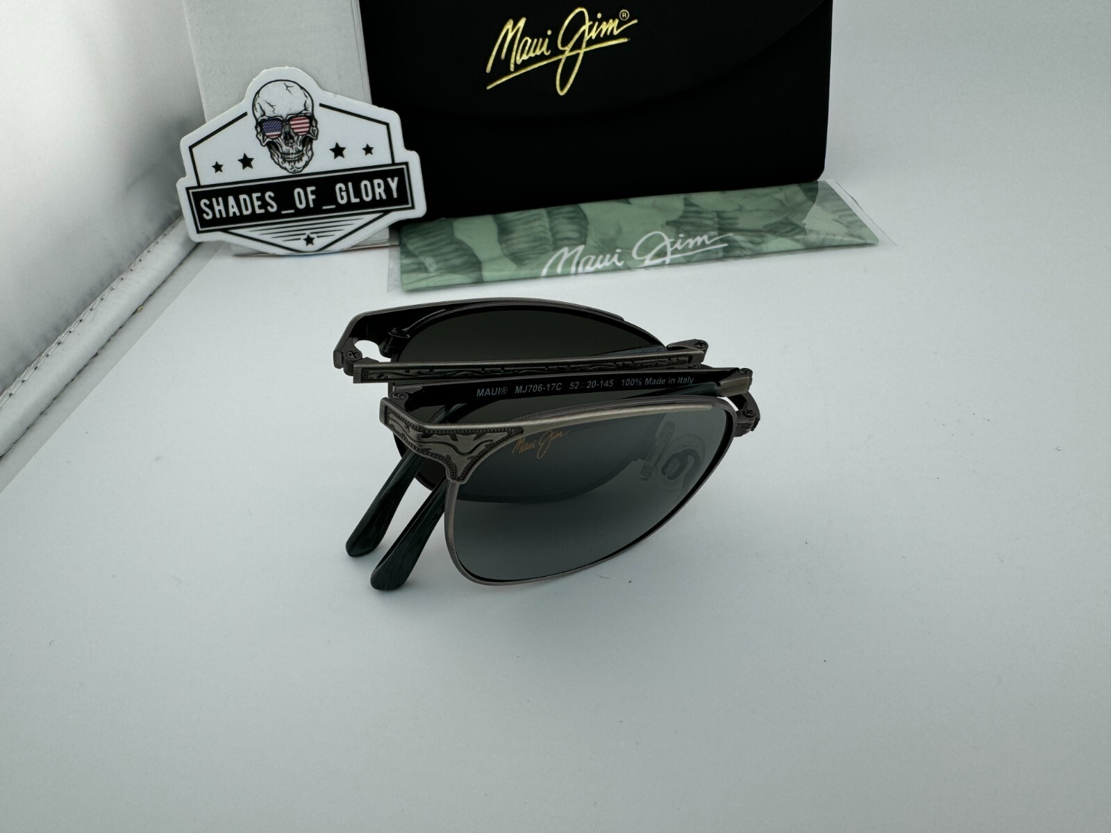Pre-owned Maui Jim Stillwater Mj 706-17c Pewter Neutral Grey Polarized Folding Sunglasses