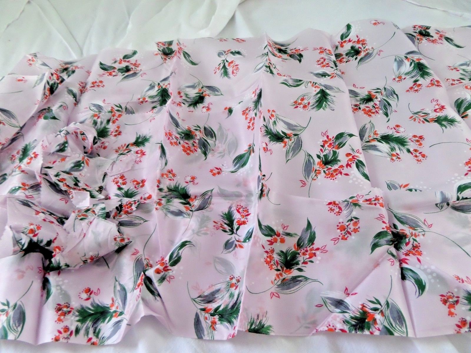 Vtg Lavender Floral print silky type fabric scraps scarf doll clothes