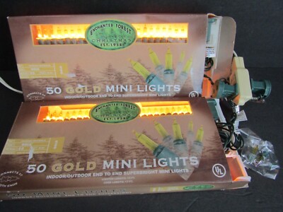 ENCHANTED FOREST Set of 2 Indoor/Outdoor 50 GOLD Mini Lights 15' LIGHTED LENGTH