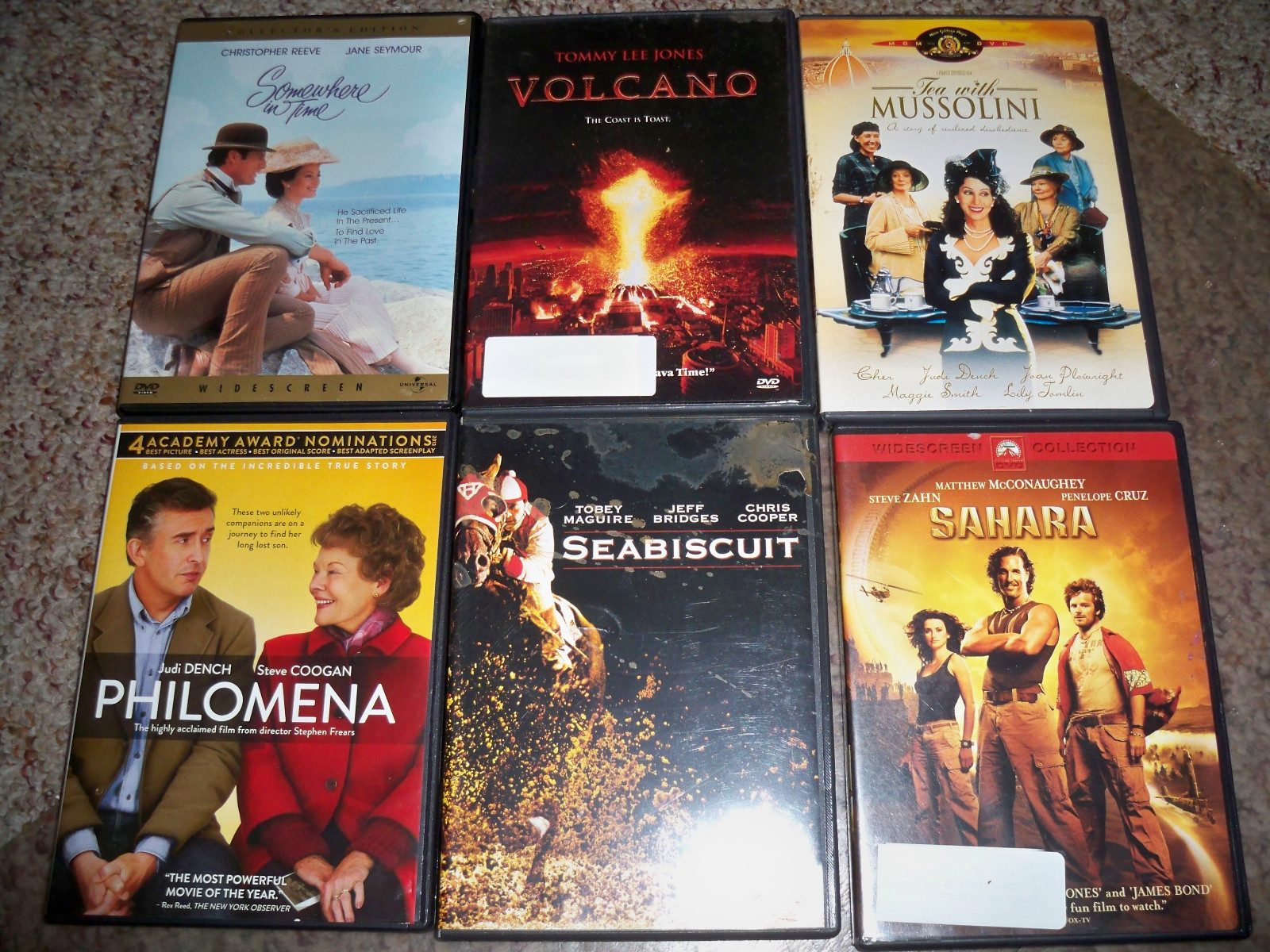 (34) DVDs - KENNEDY 007 DAVINCI SEABISCUIT PACIFIC 20000 DRAGONFLY SAHARA TAKEN+