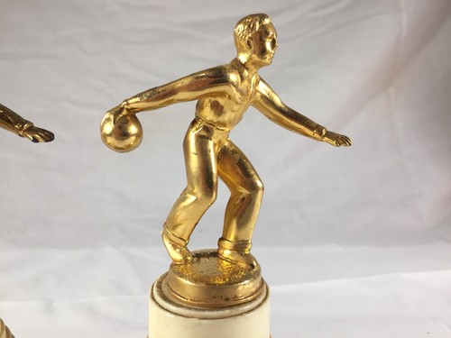 Vintage 1970’s Bowling Trophy Heavy Metal Trophys Topper Man Bowler