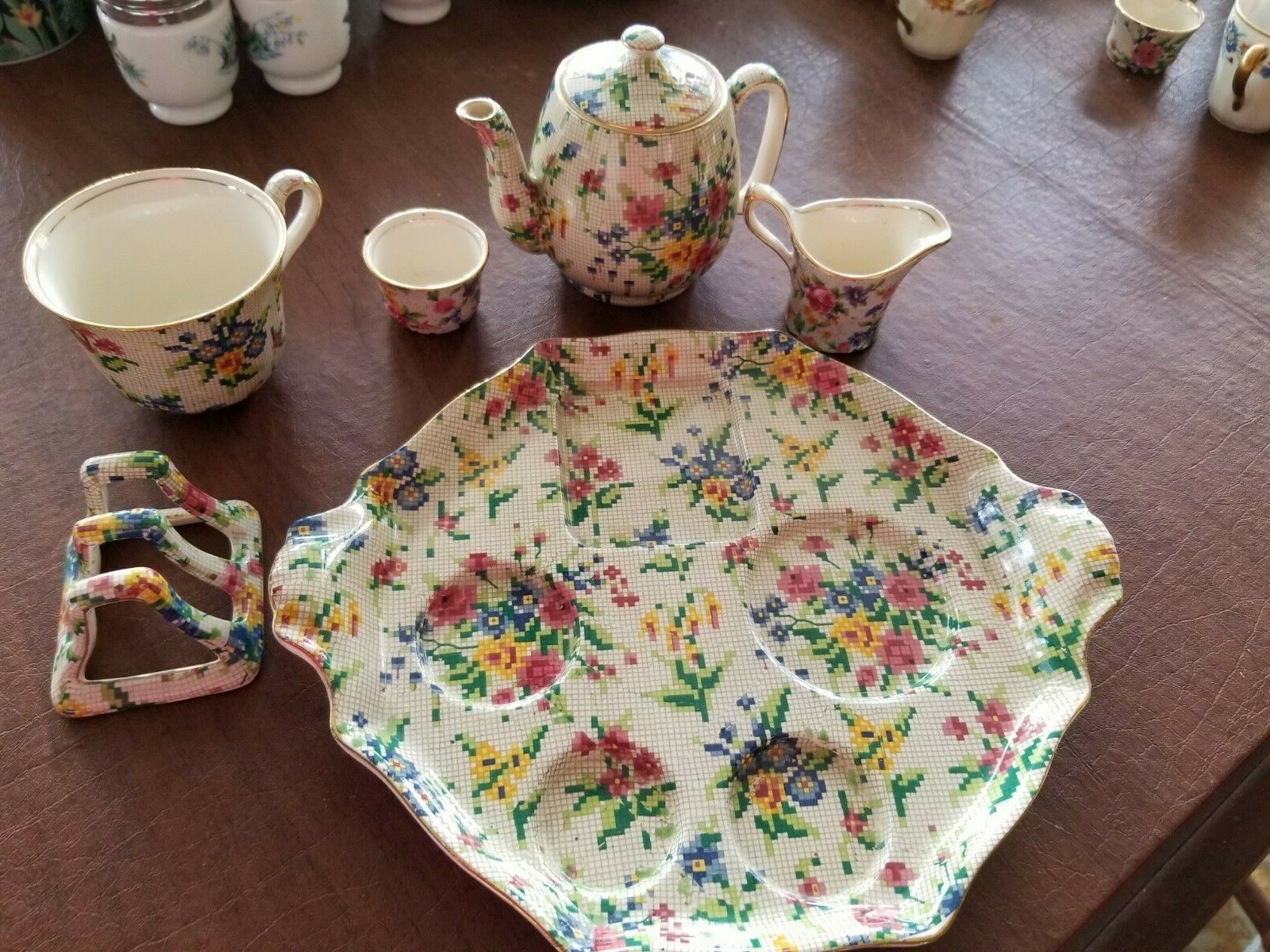 Individual breakfast set, Queen Anne pattern by Royal Winton, Grimwades
