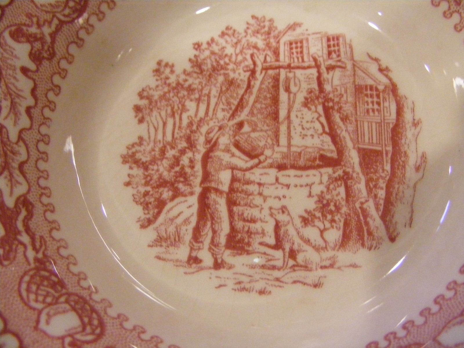Royal Ironstone China Memory Lane 5 1/2” Desert/Berry Bowl 1965 Red Transfer War