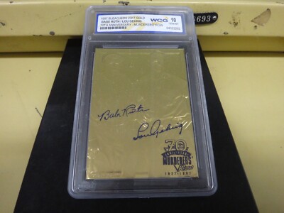 YANKEES MURDERERS' ROW * BABE RUTH / LOU GEHRIG * 23KT GOLD CARD - GEM-MINT 10