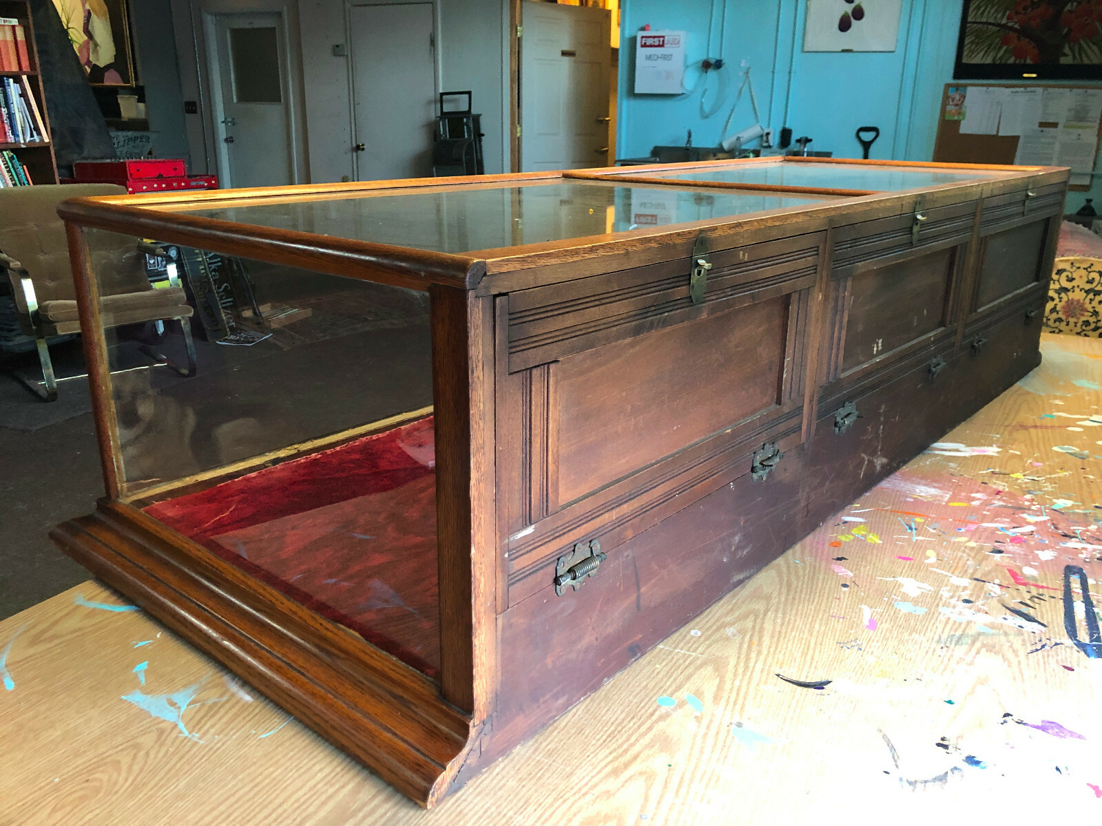 Antique Glass Countertop Store Display Showcase