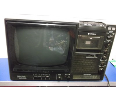 Vintage Hitachi Solid State TV Radio Cassette Recorder Model