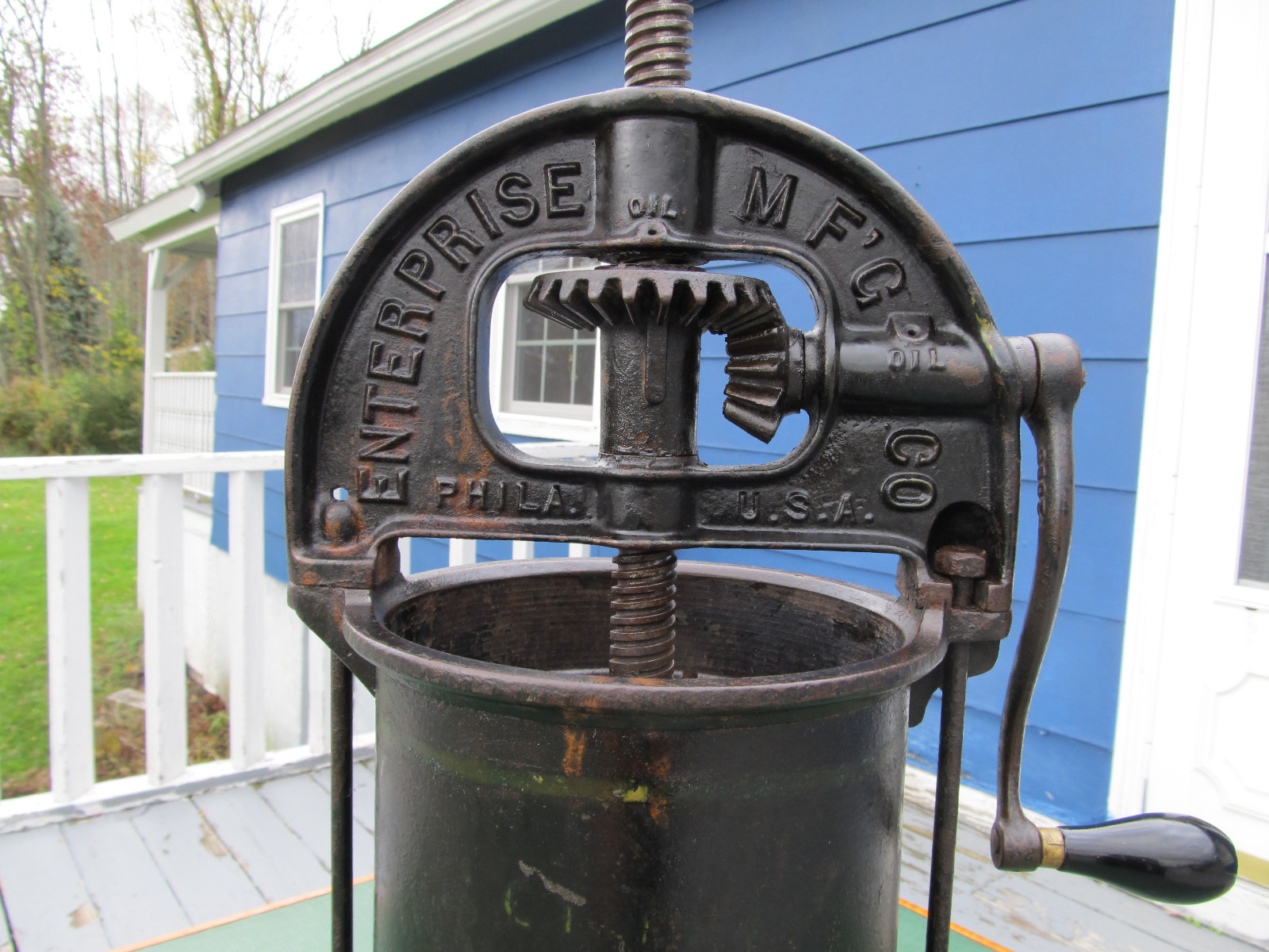 Antique LARGE Enterprise Philadelphia PA Cast Iron Food Press Sausage Stuffer