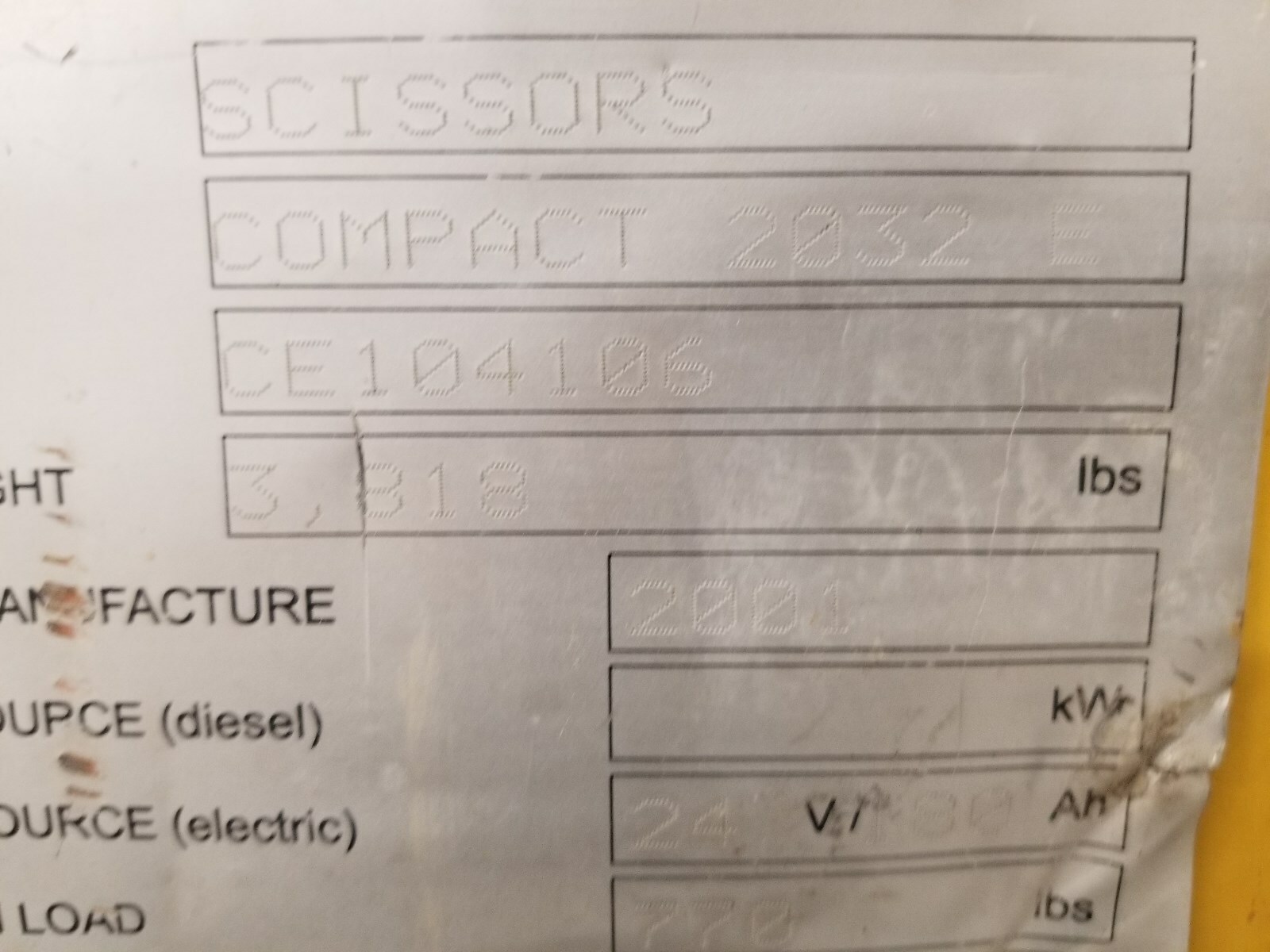 2002 HAULOTTE 2032E SCISSOR LIFT - ELECTRIC - GOOD CONDITION