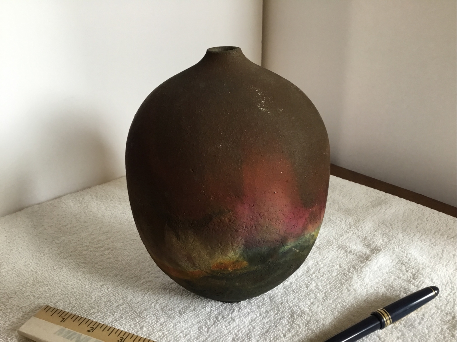Marty Marcus Signed Vintage Raku Primitive Pottery Vase