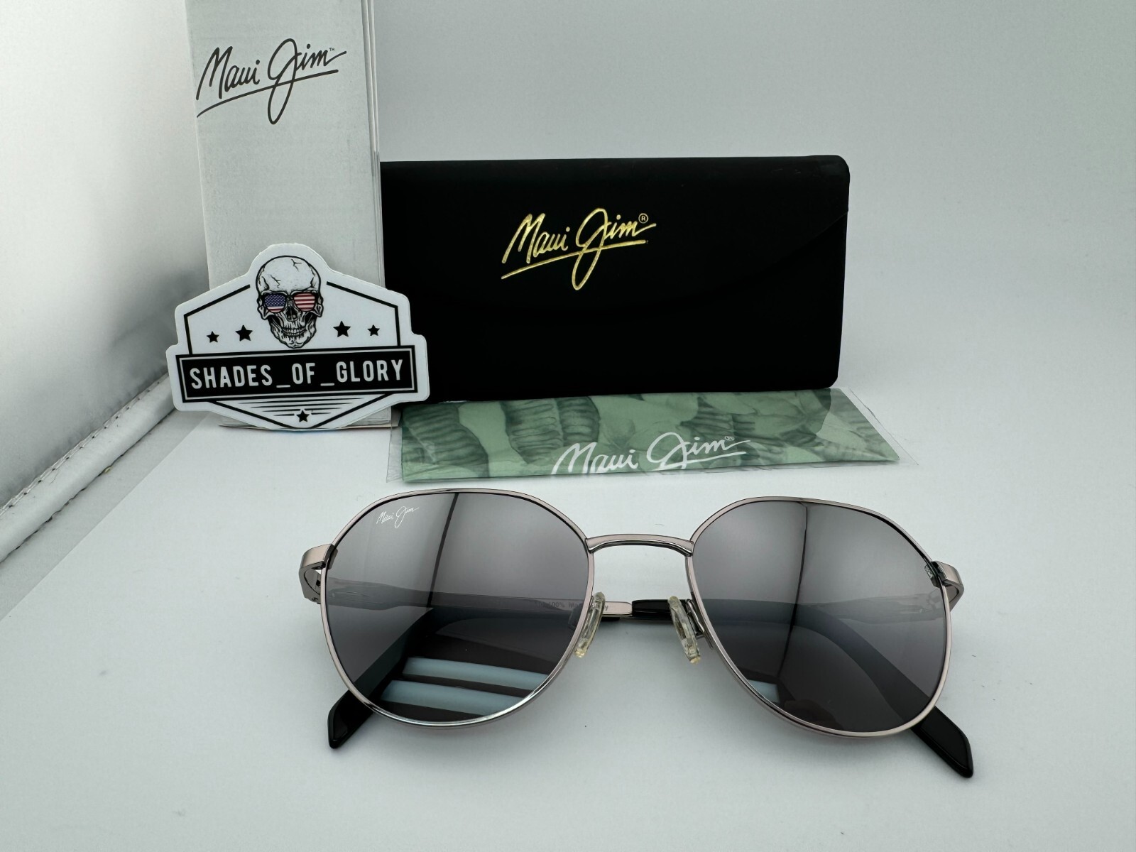 Pre-owned Maui Jim Hukilau Mj 845-11 Silver To Black Dual Mirror Polarized Sunglasses