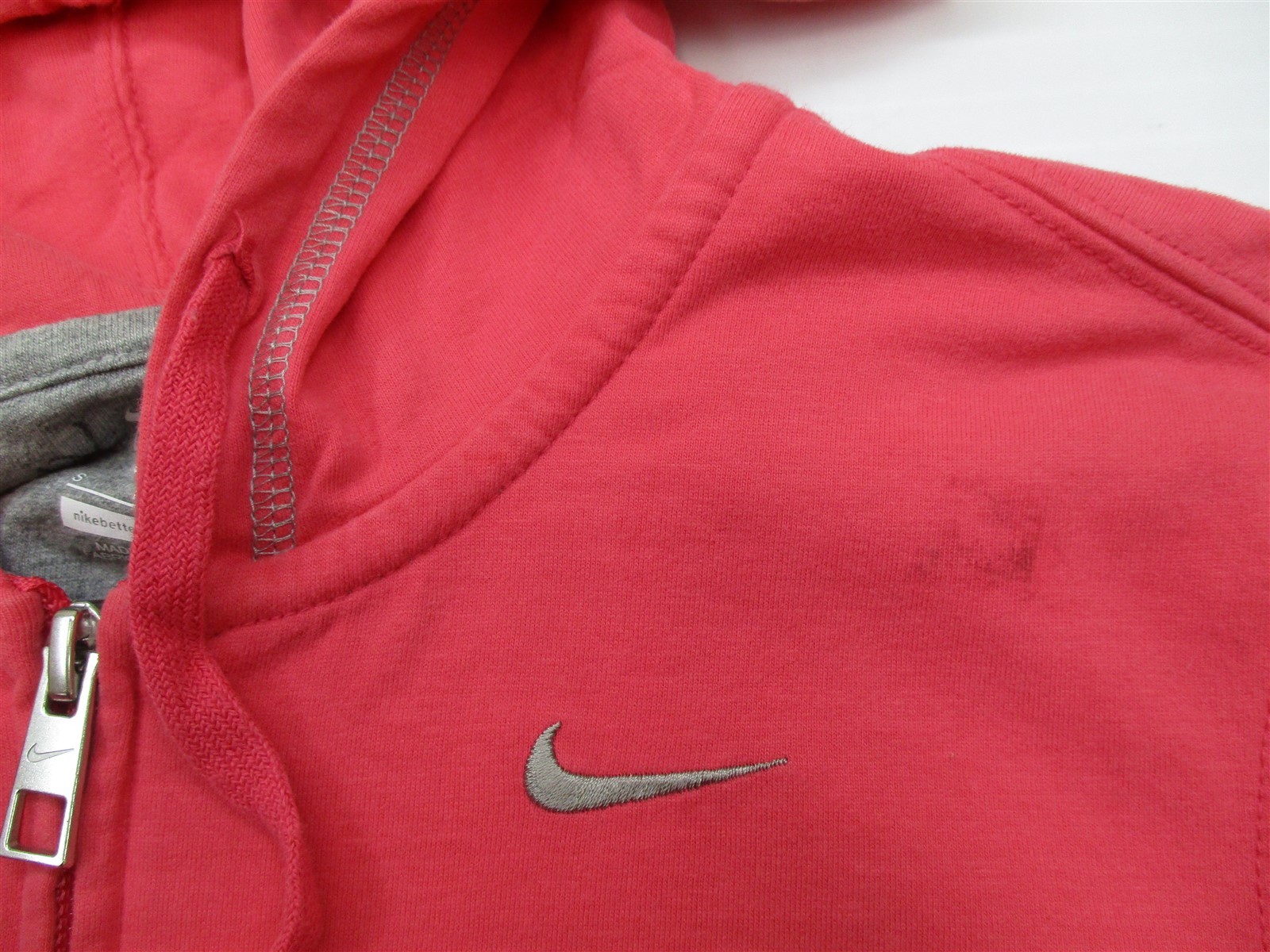 NIKE K7993 Youth Girl's Size S Cotton Athletic Full Zip Pink Hoodie Sweater