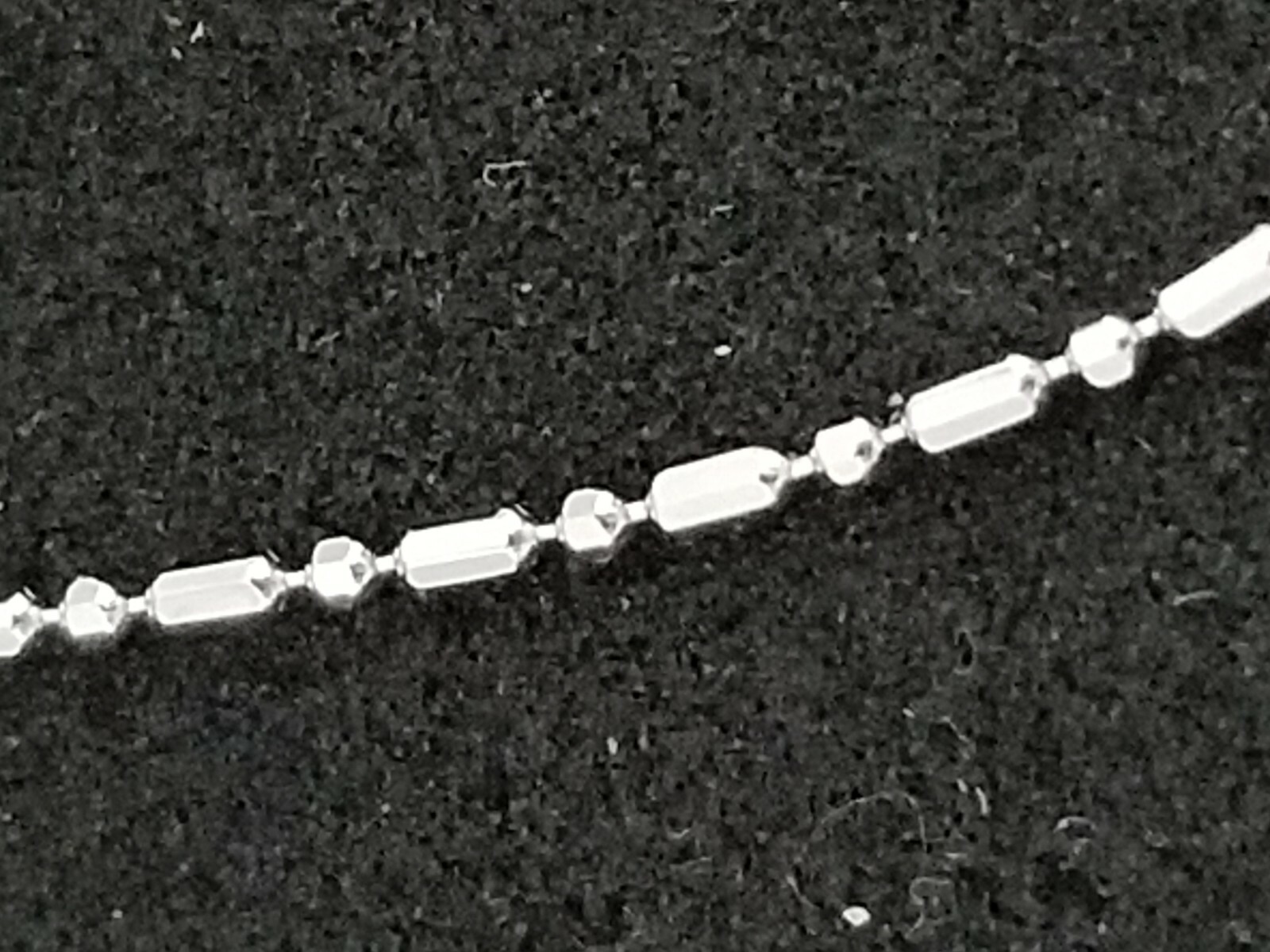 Pre-owned Teachers Jewerly 14k White Gold Bead Ball Chain 18" Round N Rectangle Diamond Cut Beads Necklace