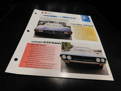 Ferrari 365 GTC/4 VS Lambo Espada Comparison Literature Brochure Photo Poster