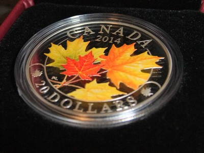 2014 Lot 4 coins (3 Fine Silver and 1 Pure Gold) - CANADA Majestic MapleLeaves