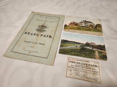 Rare 1879 State FAIR SEASON TICKET Nashville Tennessee Postcards & Rule Book 