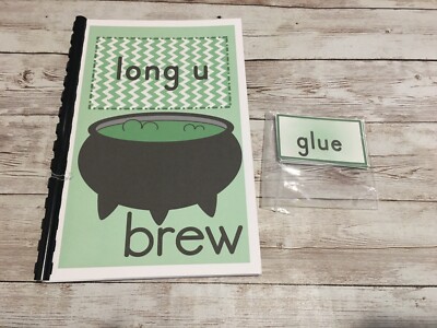 Interactive Learning Books for Children - Long Vowel  u  book - w/ 12  Card