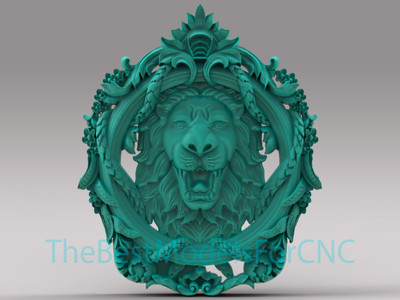 3D Model STL File for CNC Router Laser & 3D Printer Lion Head Shield Decor