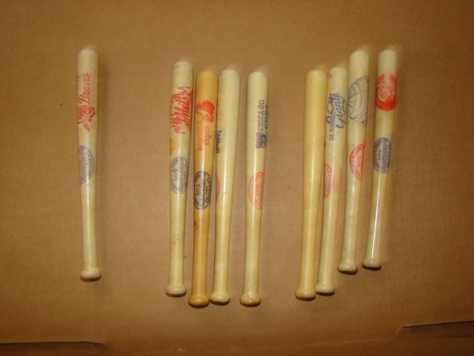 Lot of 9 VINTAGE Miniature Baseball Bats