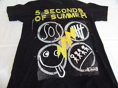 5 Seconds of Summer Band T-Shirt Med Single Sided SOS Smiley 