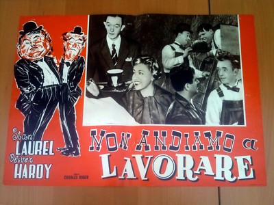 NON ANDIAMO A LAVORARE fotobusta poster Laurel Hardy Stanlio Ollio BJ1